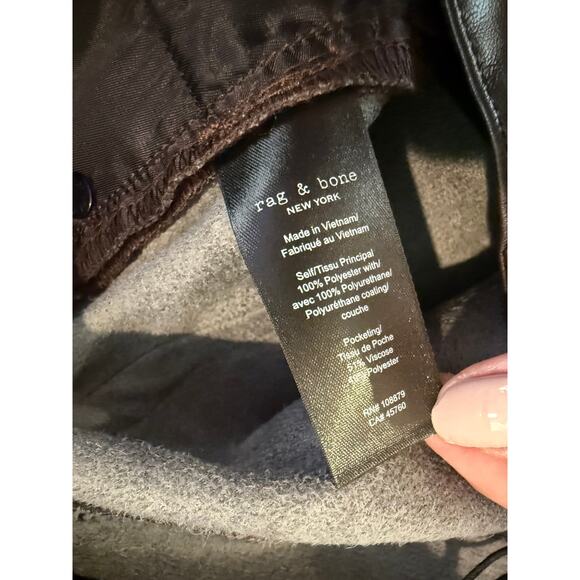 Rag & Bone Harlow Straight Leg Faux Leather Pants Dark Brown 32 - Picture 8 of 8